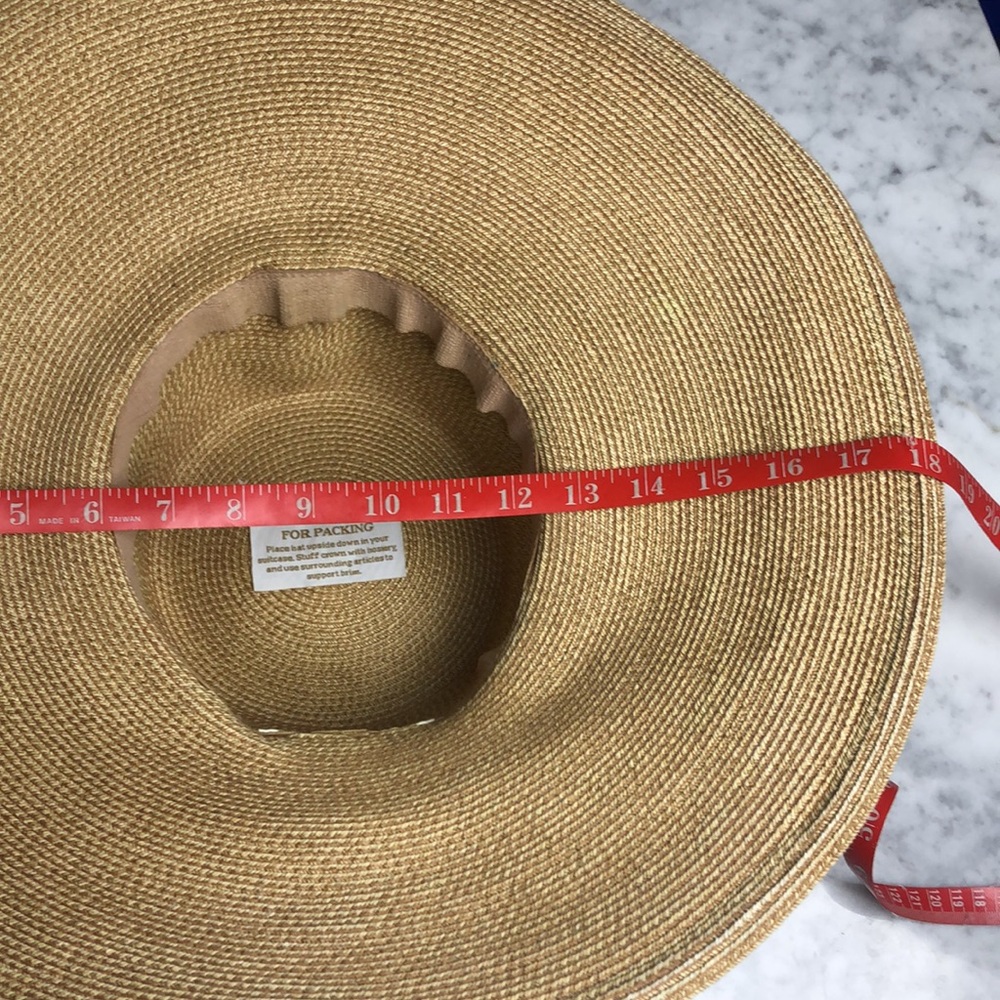 ERIC JAVITS Wide Brim Straw Sun Hat in Natural Tan - Picture 8 of 10